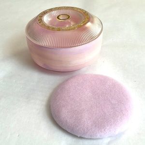 Vintage Lilac Plastic Dusting Powder Dish with Lid & Pad
